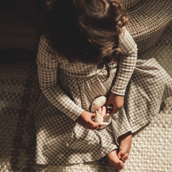 The Printed Long Sleeve Dress - Taupe Gingham Sale - Image 3