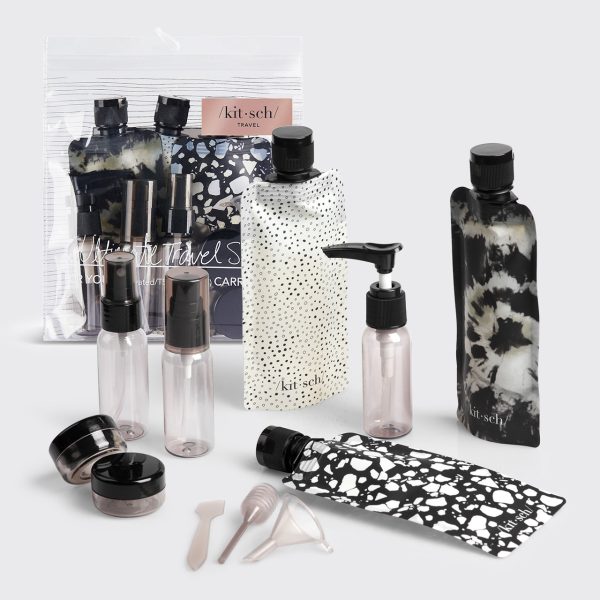 Travel Bottles For Toiletries 11 Pack - Black & Ivory Sale