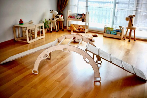 4 Pieces Montessori Climbing Set - Climbing Triangle - Arch Rocker and 2 Ramps Online Sale - Image 5