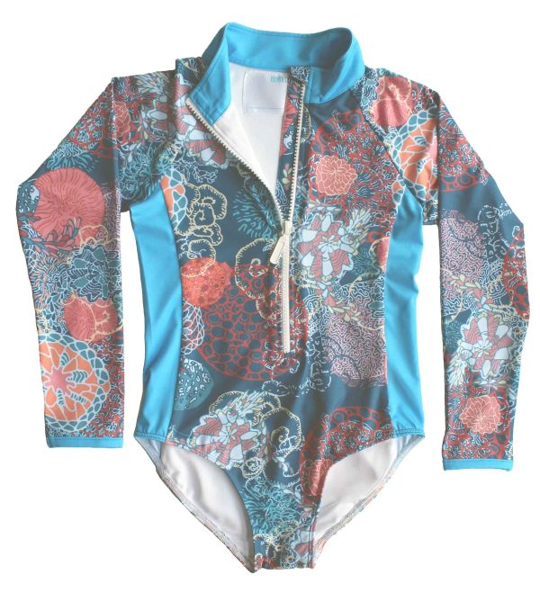 Pearl Full Piece Rash Guard - Coral For Cheap