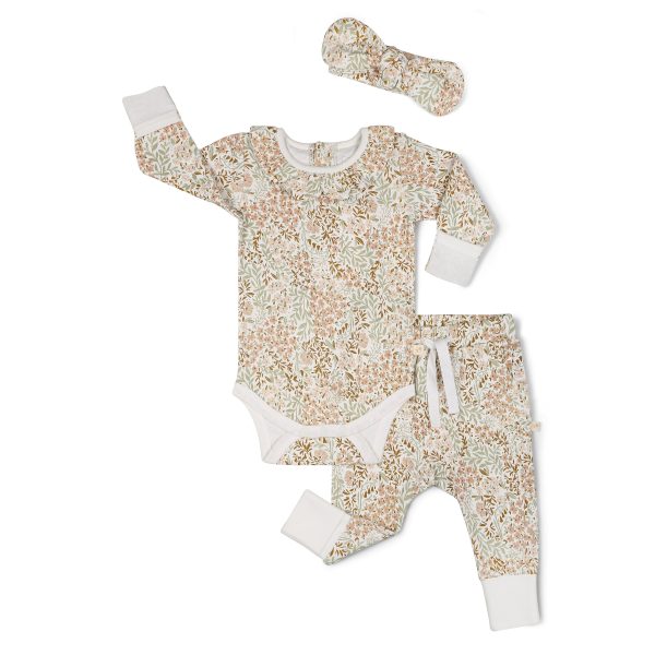 Organic Ruffle Onesie & Pants Set - Gardenia Cheap - Image 4
