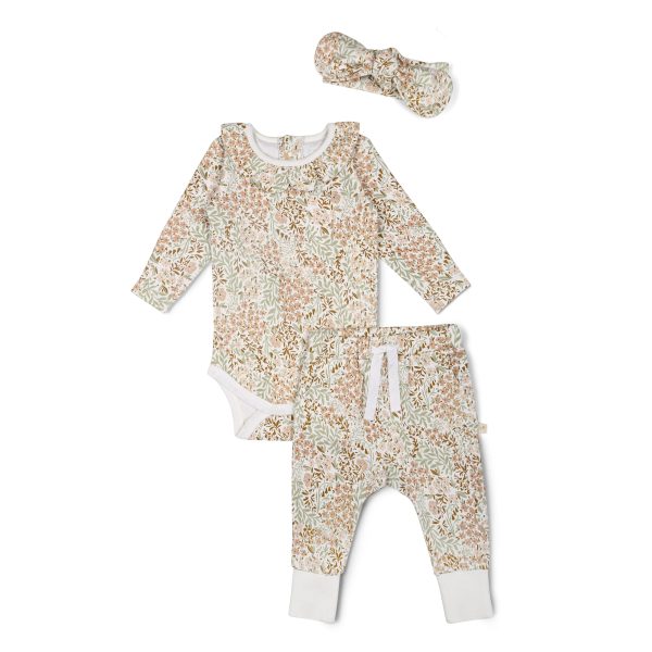 Organic Ruffle Onesie & Pants Set - Gardenia Cheap - Image 2