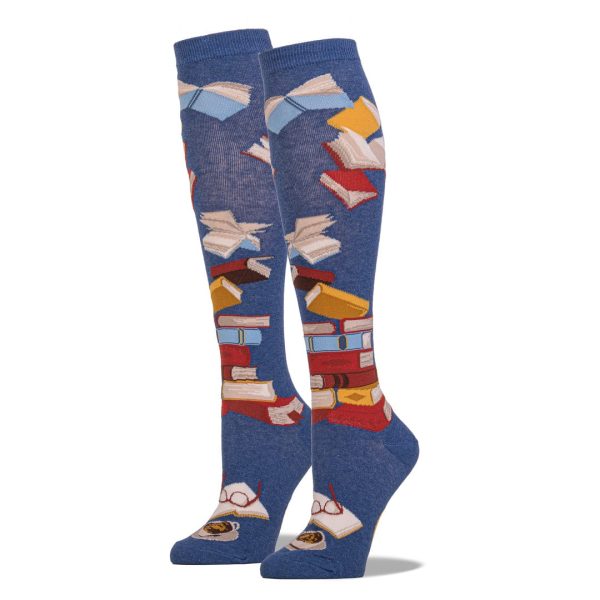 Blue Library Socks for Literacy Women s Knee High Sock For Discount