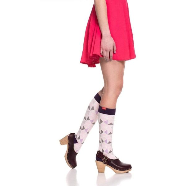 Modern Triangle: Pink & Lavender Compression Socks Unisex Knee High Sock Online Hot Sale - Image 3